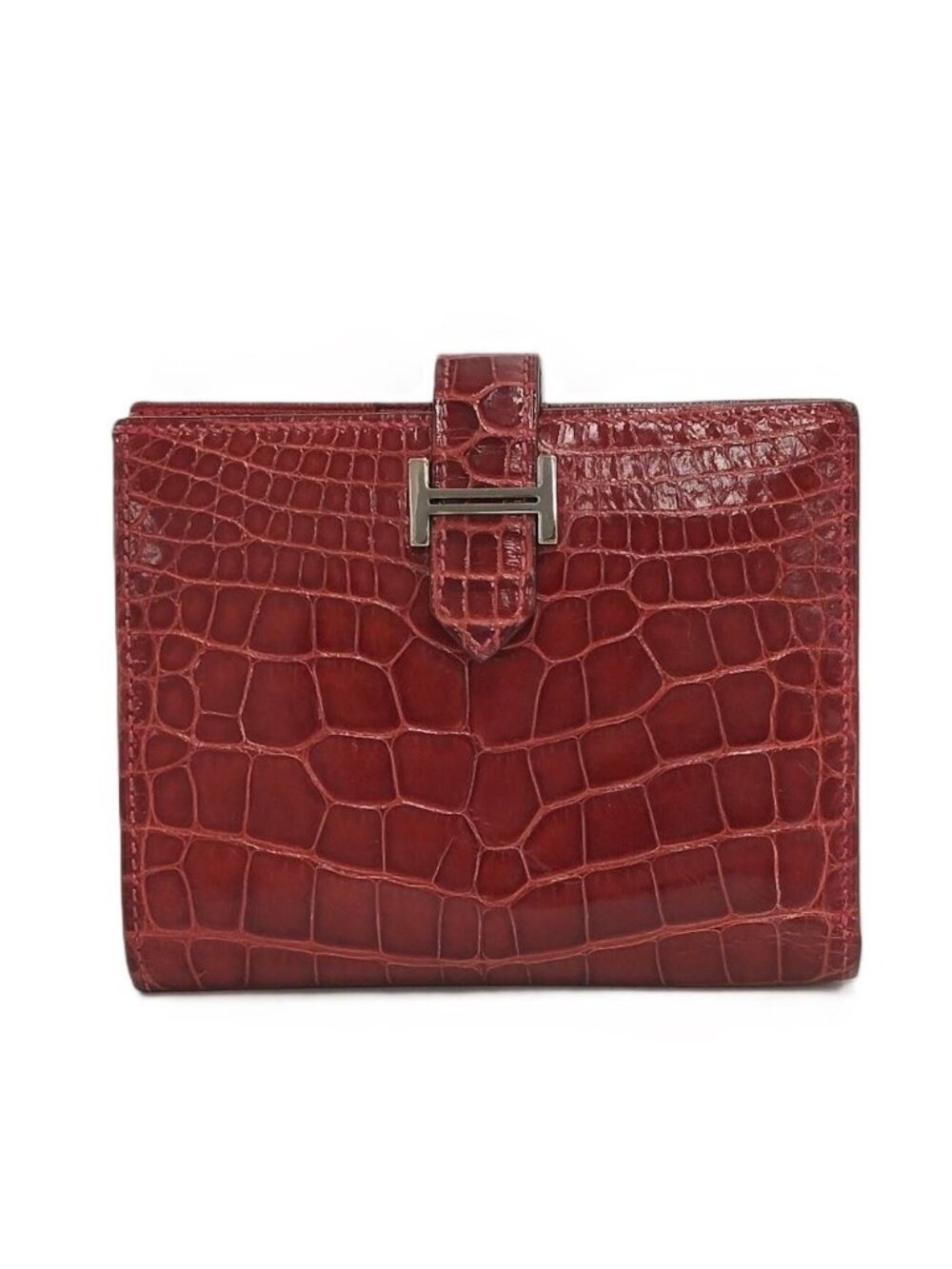 Hermes Bearn Compact Wallet Rougexsilver